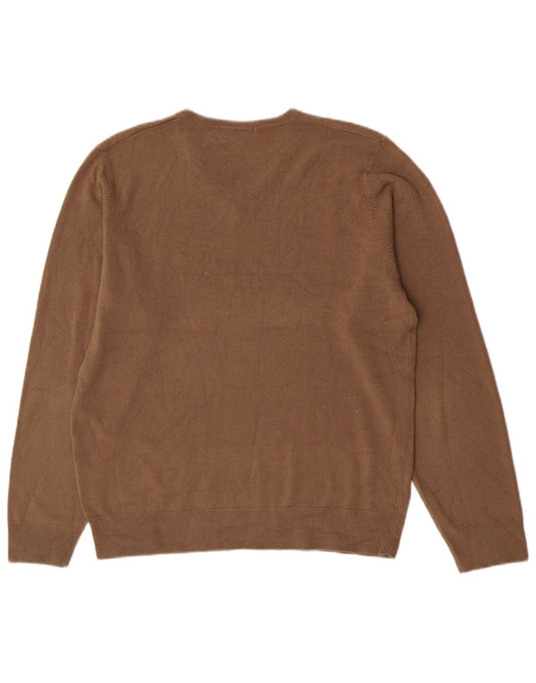 Marks & Spencer Mens V-Neck Jumper Sweater Medium Beige Acrylic
