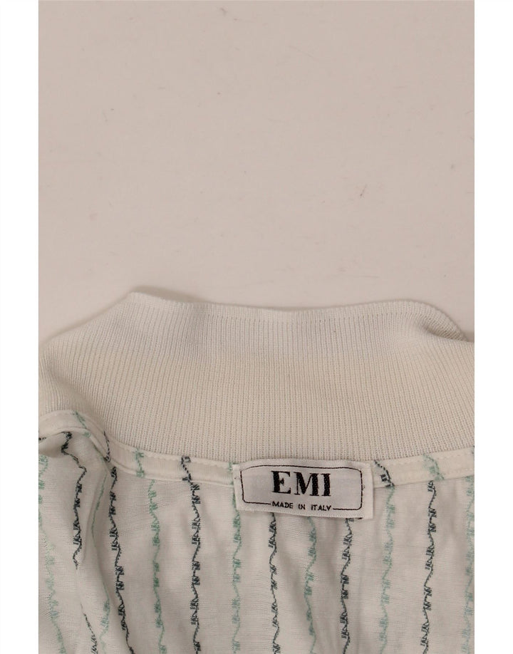 Vintage Mens Polo Shirt XL White Striped