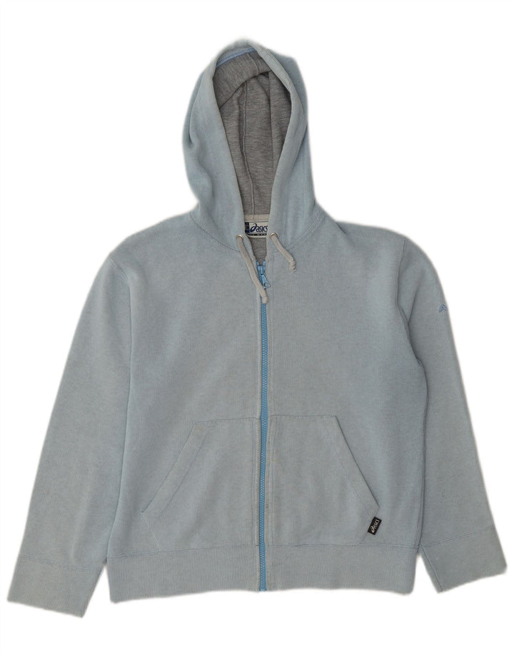 Asics Womens Zip Hoodie Sweater UK 14 Medium Blue