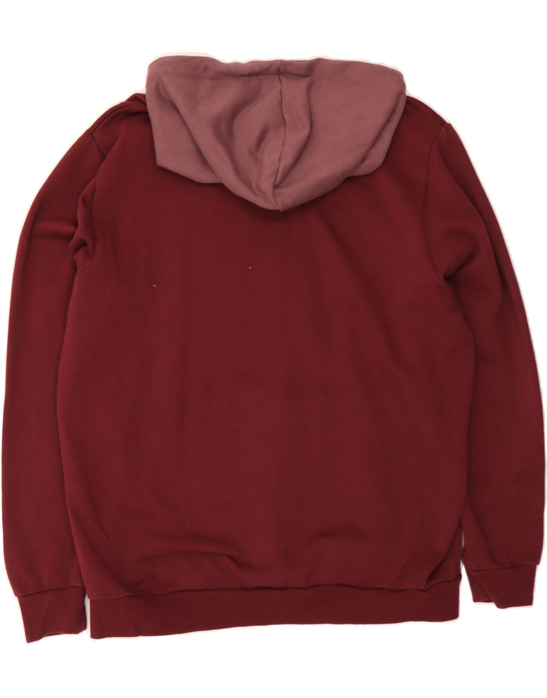 PUMA Mens Graphic Hoodie Jumper Large Maroon Colourblock Cotton Vintage Puma and Second-Hand Puma from Messina Hembry 