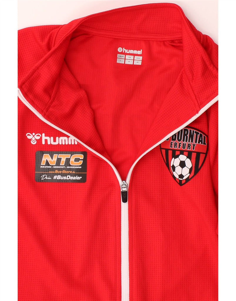 HUMMEL Mens Graphic Tracksuit Top Jacket Medium Red Colourblock Polyester Vintage Hummel and Second-Hand Hummel from Messina Hembry 
