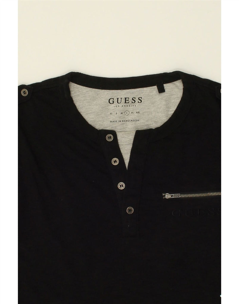 GUESS Mens Top Long Sleeve Large Black Cotton | Vintage Guess | Thrift | Second-Hand Guess | Used Clothing | Messina Hembry 