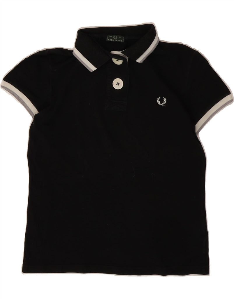 FRED PERRY Girls Polo Shirt 13-14 Years Large Black Cotton Vintage Fred Perry and Second-Hand Fred Perry from Messina Hembry 