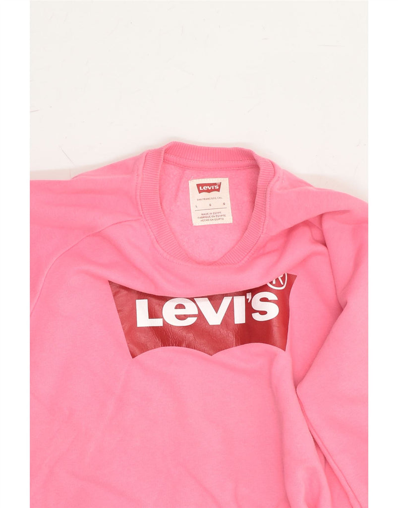 LEVI'S Girls Graphic Sweatshirt Jumper 11-12 Years Large Pink Cotton | Vintage Levi's | Thrift | Second-Hand Levi's | Used Clothing | Messina Hembry 