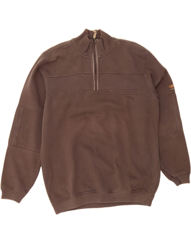 CHAMPION Mens Zip Neck Sweatshirt Jumper XL Brown Cotton Vintage Champion and Second-Hand Champion from Messina Hembry 