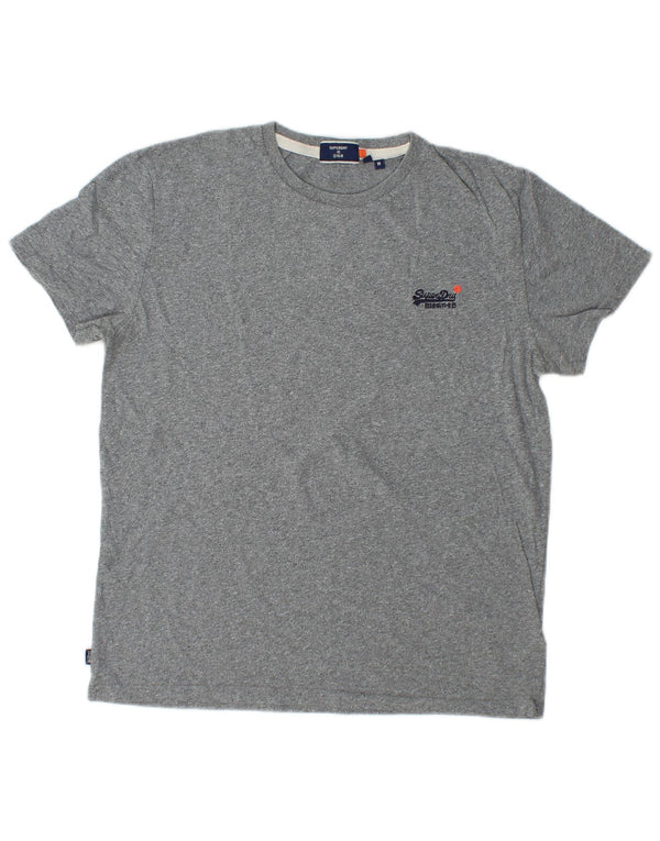 SUPERDRY Womens T-Shirt Top UK 14 Medium Grey Cotton