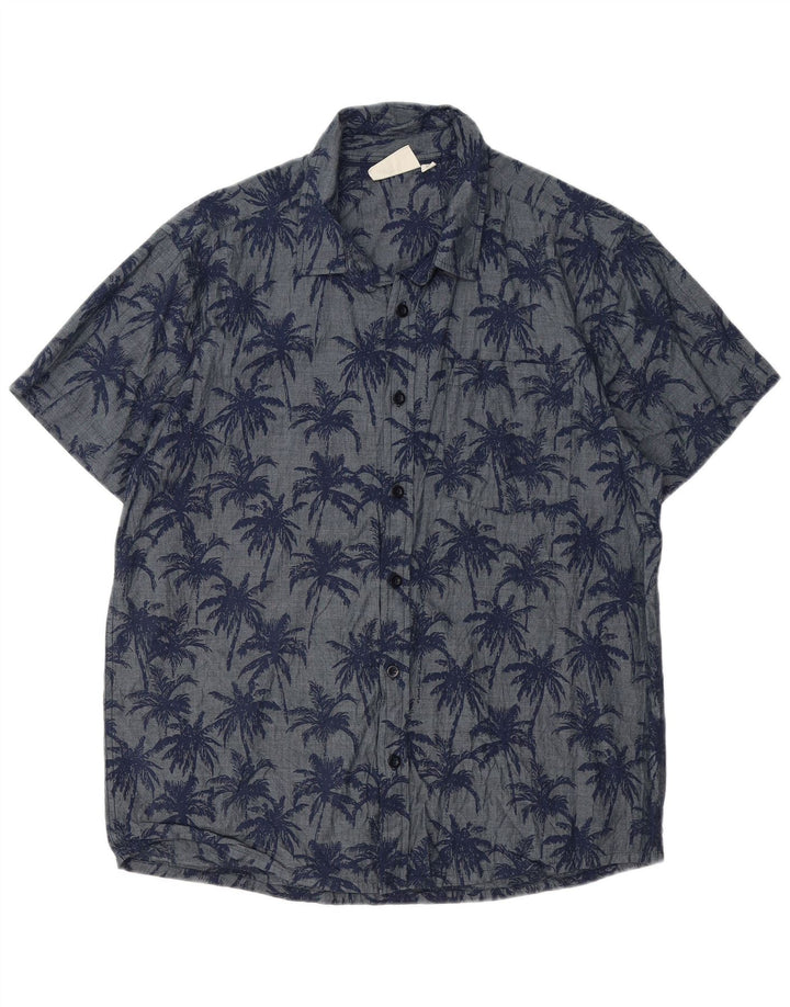 Mountain Warehouse Mens Short Sleeve Shirt Large Navy Blue Floral Hawaiian