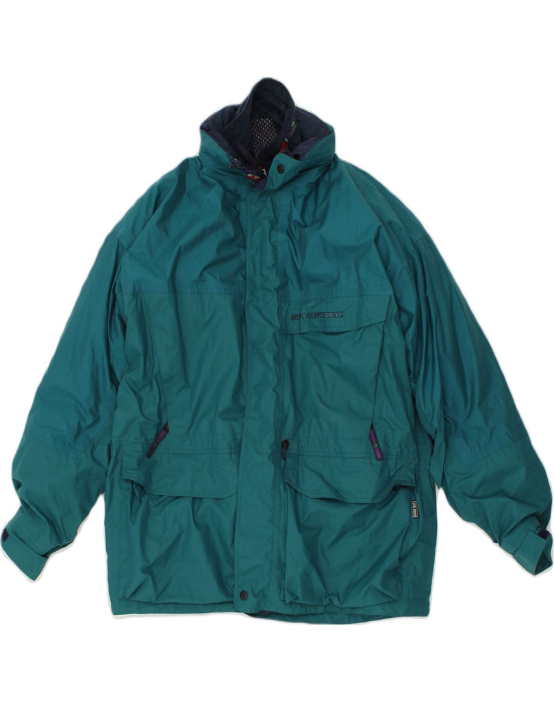 GREAT ESCAPES Mens Hooded Windbreaker Jacket UK 44 2XL Turquoise Polyester | Vintage Great Escapes | Thrift | Second-Hand Great Escapes | Used Clothing | Messina Hembry 