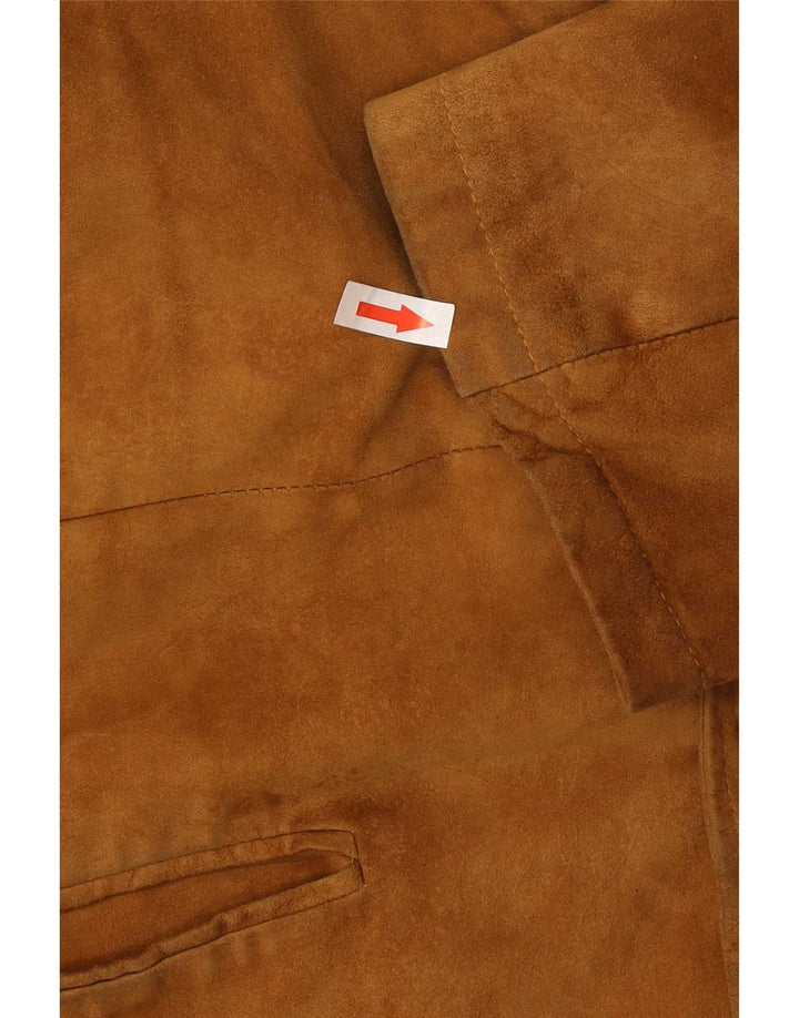 Vintage Mens Suede Jacket IT 46 Small Brown Leather