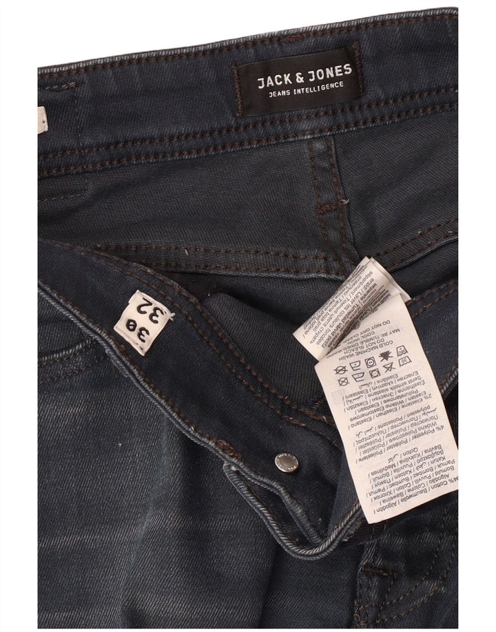 JACK & JONES Mens Clark Straight Jeans W30 L29 Navy Blue Cotton
