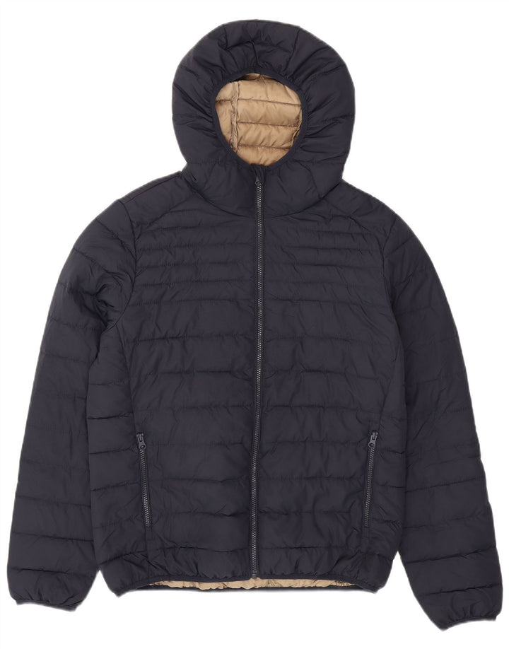 Dack's Mens Hooded Padded Jacket IT 48 Medium Navy Blue