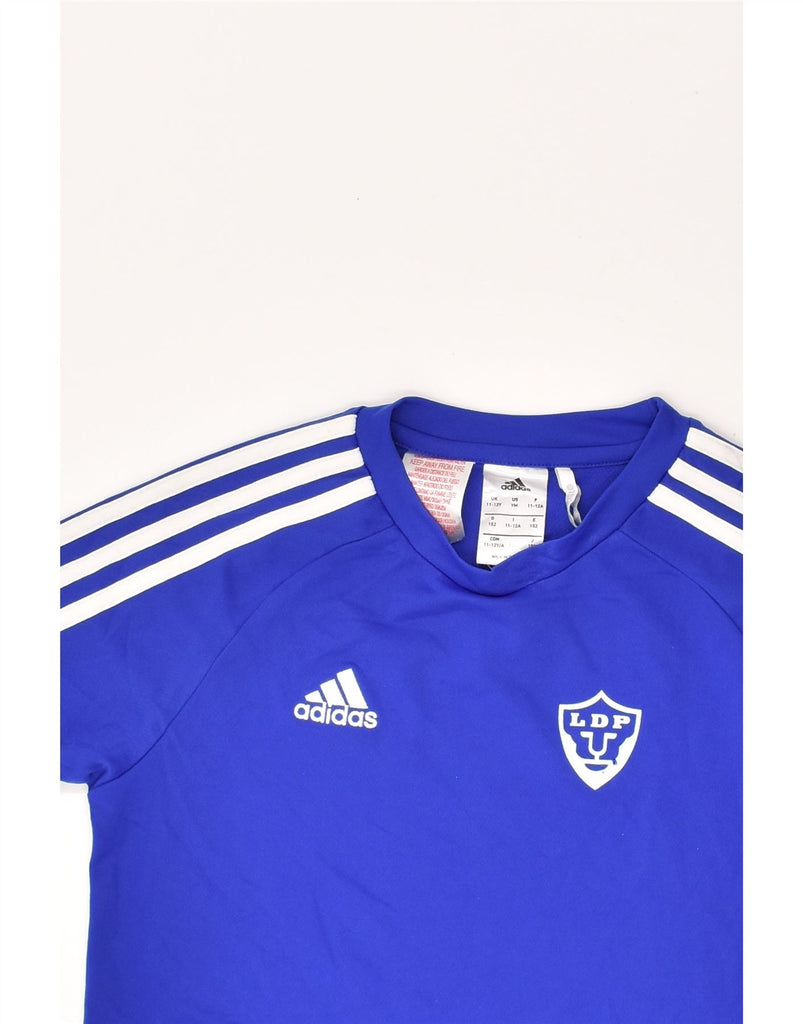 ADIDAS Boys Jersey Top 11-12 Years Blue Polyester | Vintage Adidas | Thrift | Second-Hand Adidas | Used Clothing | Messina Hembry 