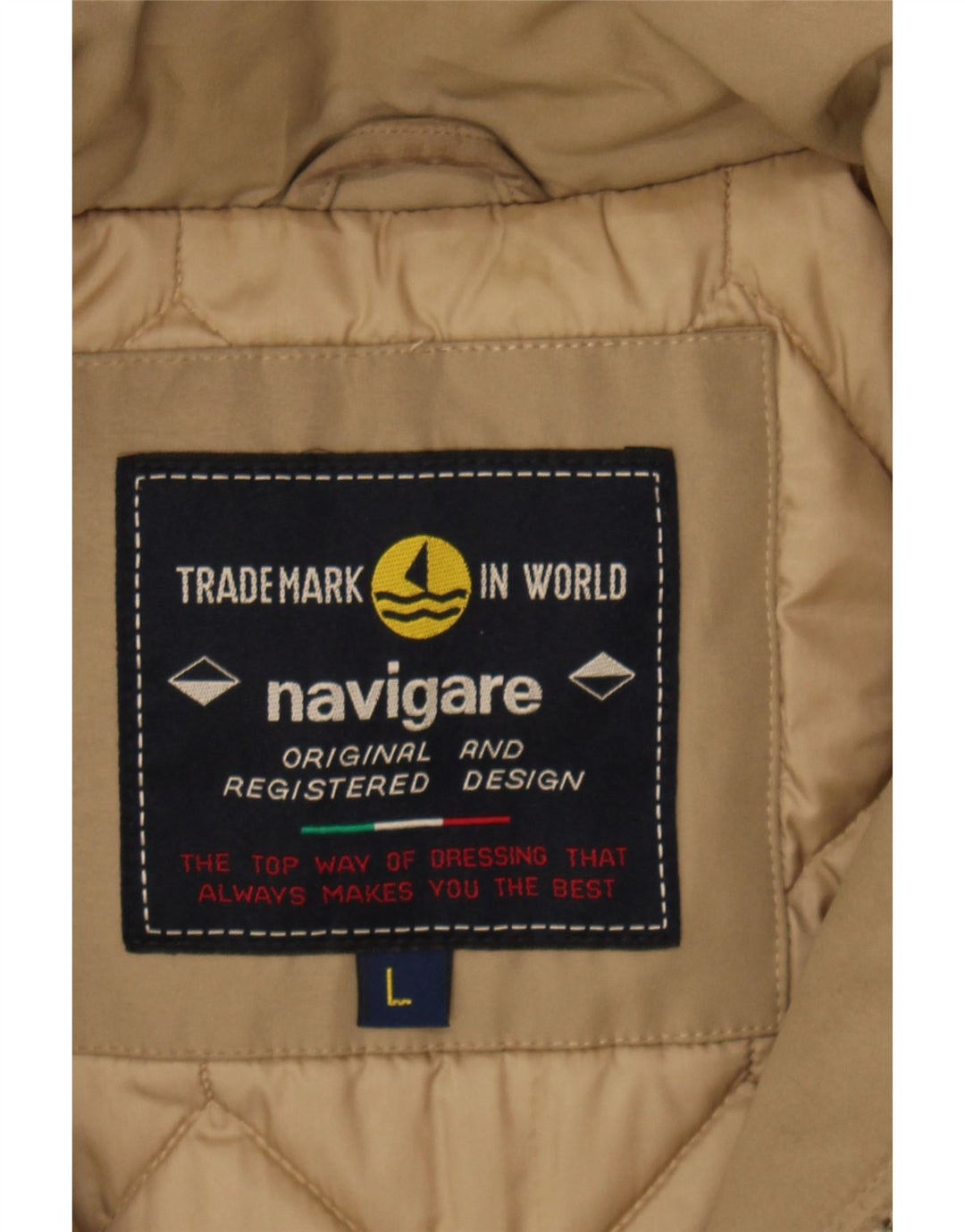 NAVIGARE Mens Hooded Windbreaker Jacket UK 40 Large Beige Polyester Vintage Navigare and Second-Hand Navigare from Messina Hembry 