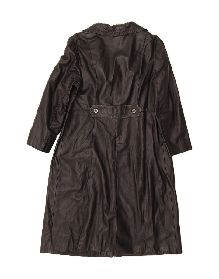 VINTAGE Womens Leather Coat UK 14 Large Black Leather Vintage Vintage and Second-Hand Vintage from Messina Hembry 