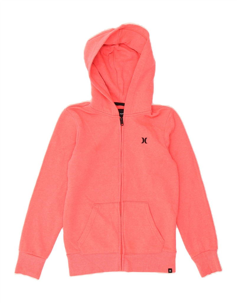 HURLEY Girls Graphic Zip Hoodie Sweater 10-11 Years Medium  Pink Polyester Vintage Hurley and Second-Hand Hurley from Messina Hembry 
