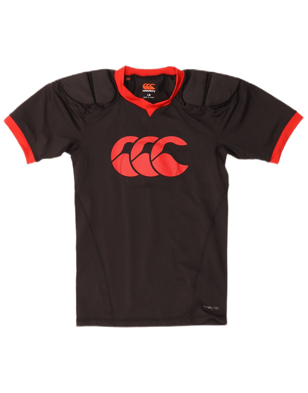 Canterbury Boys Graphic T-Shirt Top 10-11 Years Large Black Colourblock