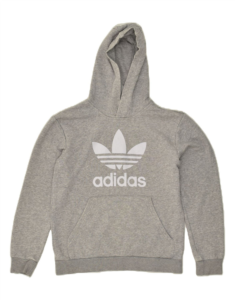 ADIDAS Boys Graphic Hoodie Jumper 13-14 Years Large  Grey Cotton | Vintage Adidas | Thrift | Second-Hand Adidas | Used Clothing | Messina Hembry 