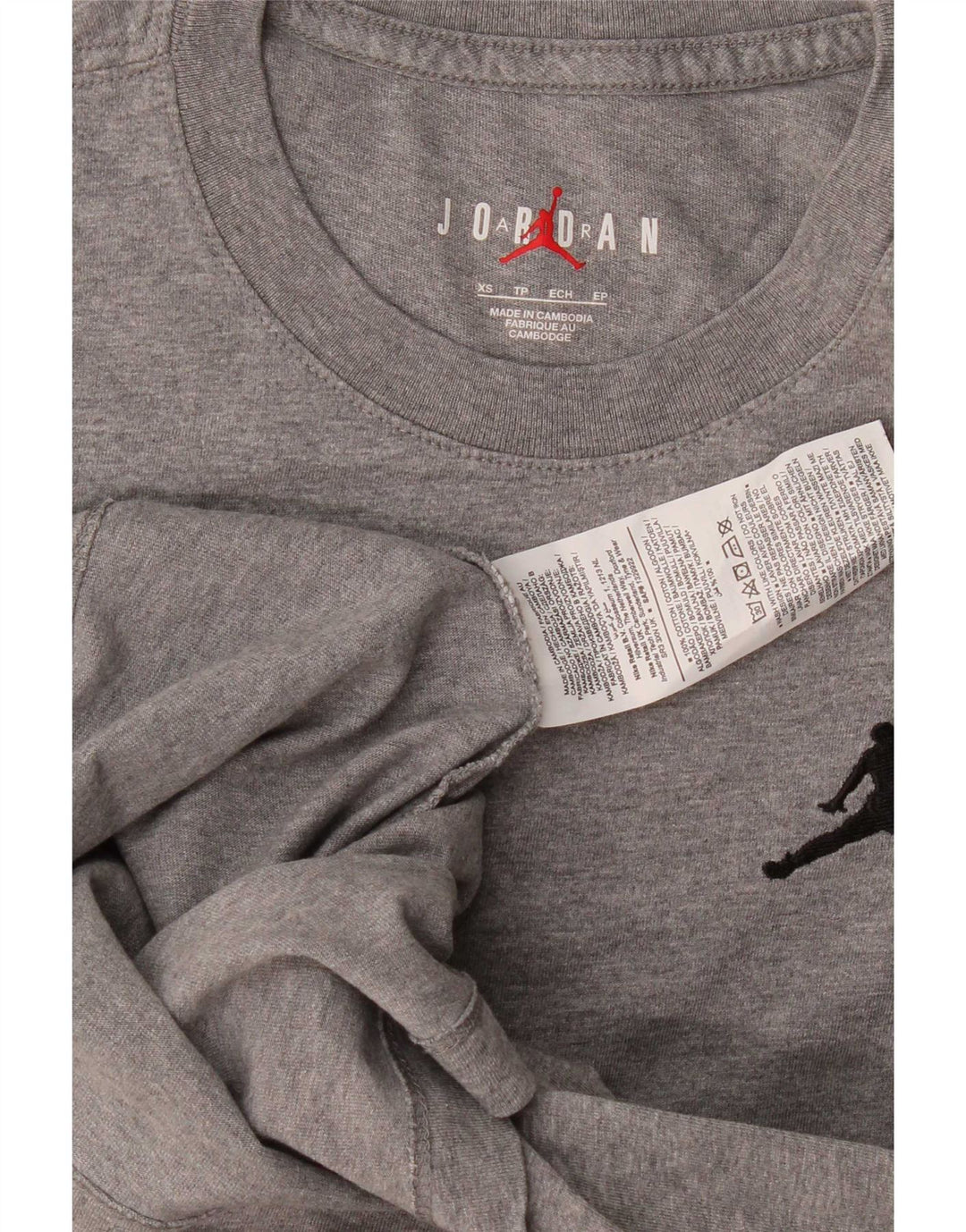 Jordan Mens T-Shirt Top XS Grey Flecked Cotton