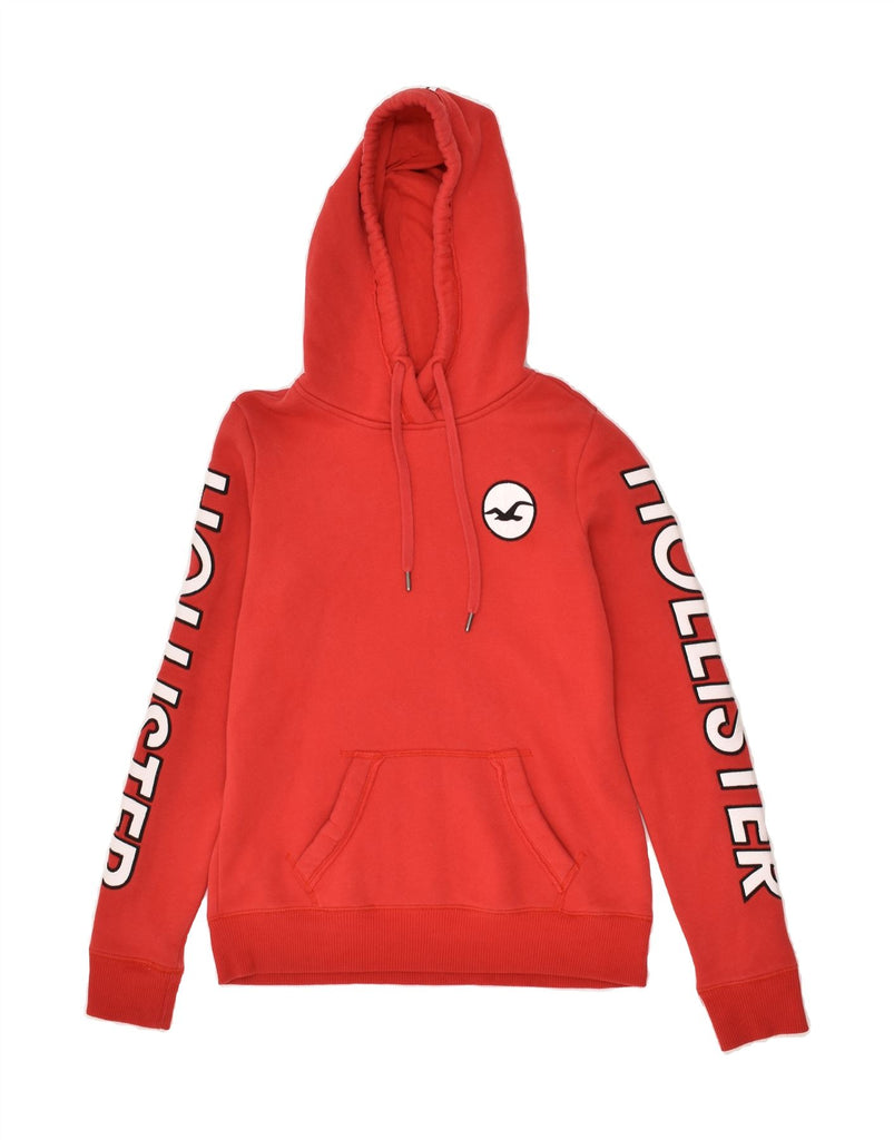 HOLLISTER Womens Graphic Hoodie Jumper UK 4 XS Red | Vintage Hollister | Thrift | Second-Hand Hollister | Used Clothing | Messina Hembry 