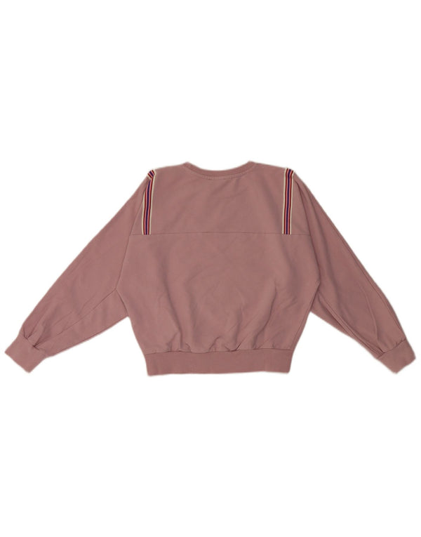 Benetton Girls Crop Sweatshirt Jumper 10-11 Years XL Pink Striped Cotton