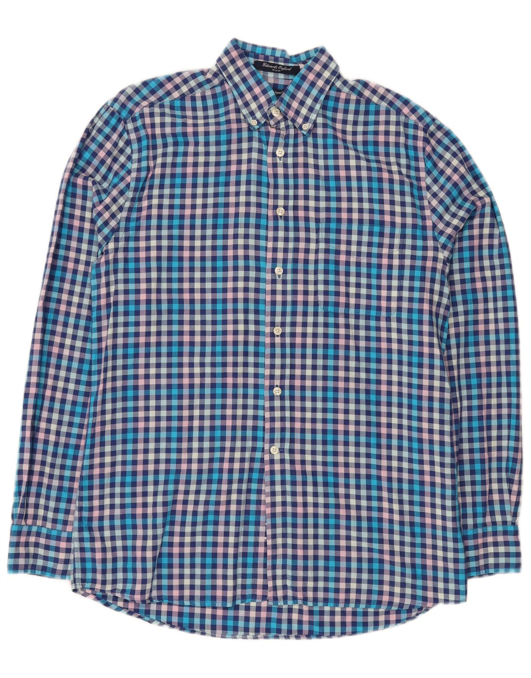Gant Mens E-Z Fit Shirt Medium Blue Gingham Cotton