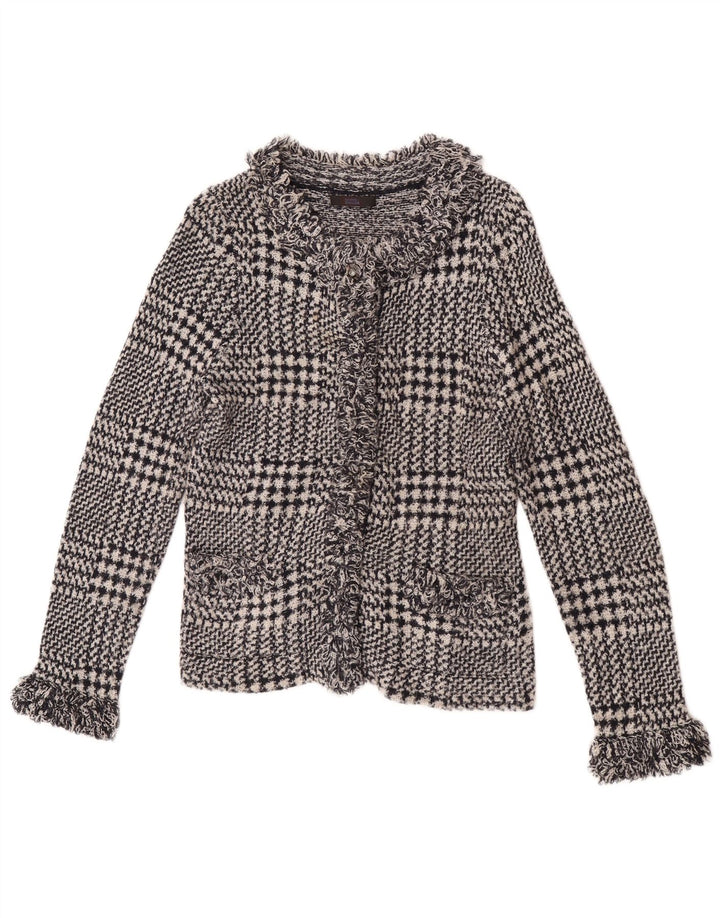 Marks & Spencer Womens Cardigan Sweater UK 12 Medium Navy Blue Houndstooth