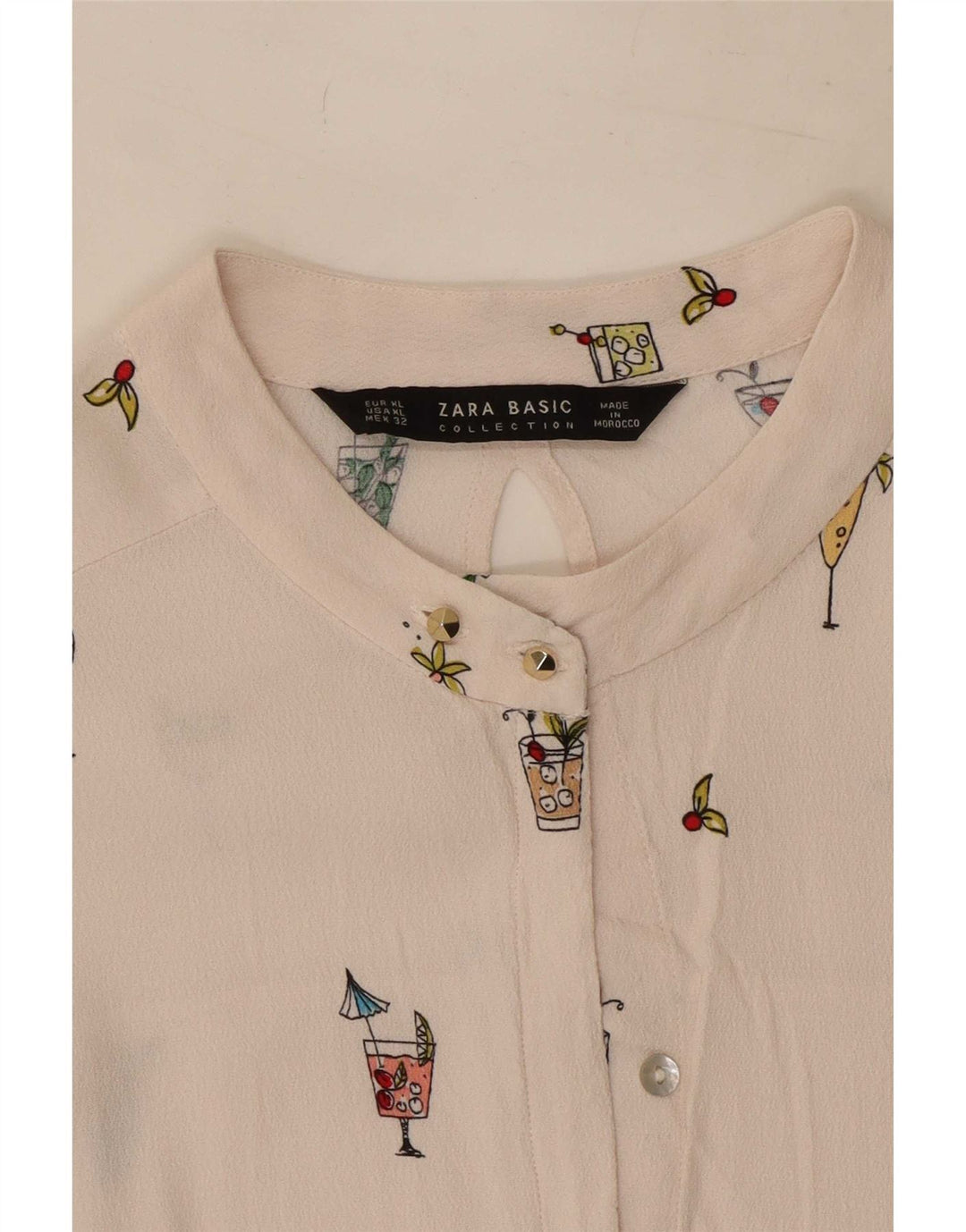 Zara Womens Abstract Pattern Shirt Blouse UK 18 XL White