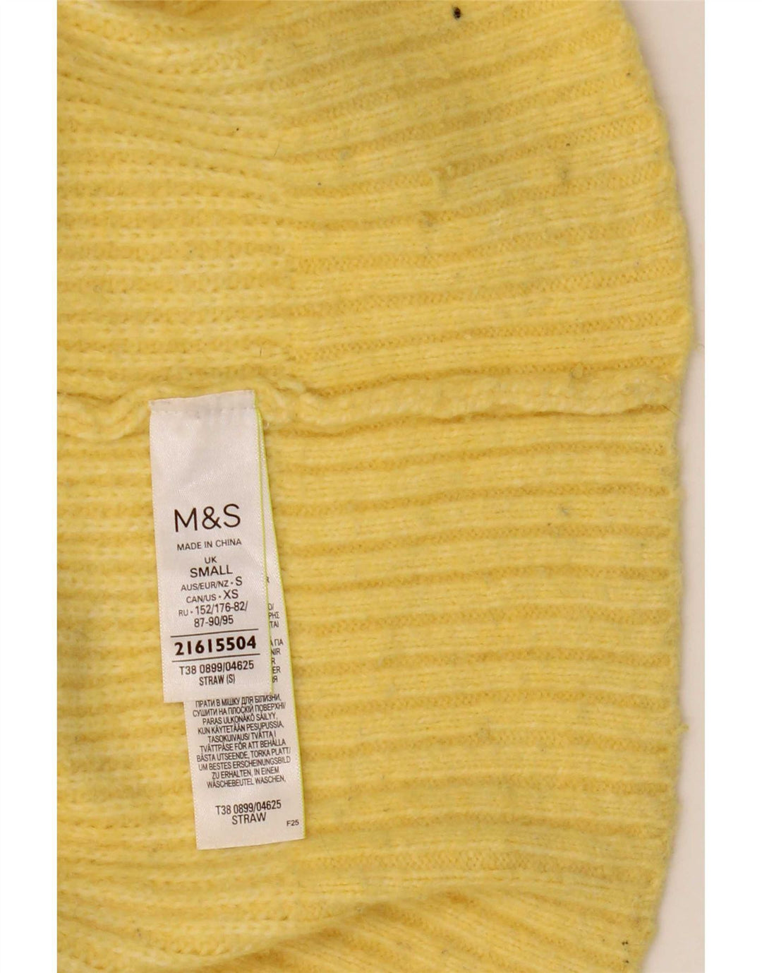 Marks & Spencer Womens Turtle Neck Jumper Sweater UK 10 Small Yellow