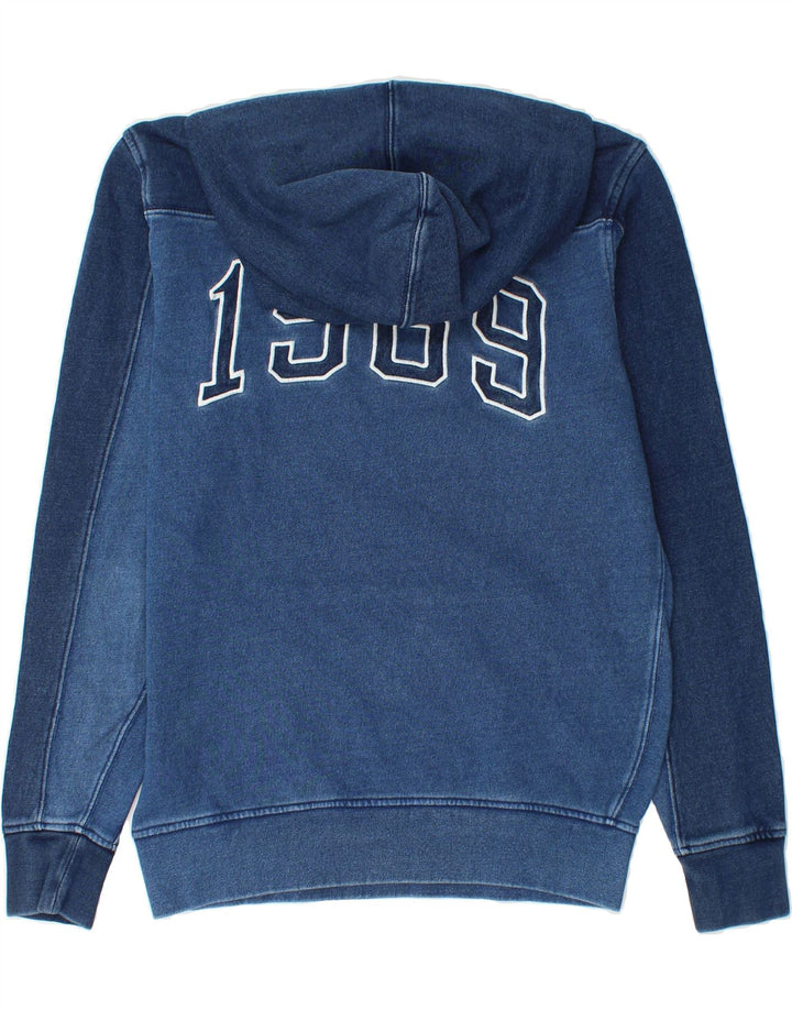 GAP Mens Graphic Hoodie Jumper XS Blue Cotton Vintage Gap and Second-Hand Gap from Messina Hembry 