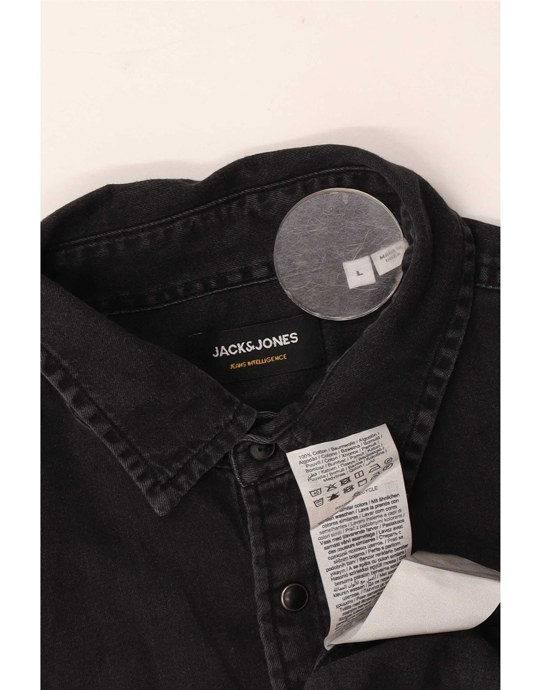 Jack & Jones Mens Denim Shirt Large Black Cotton