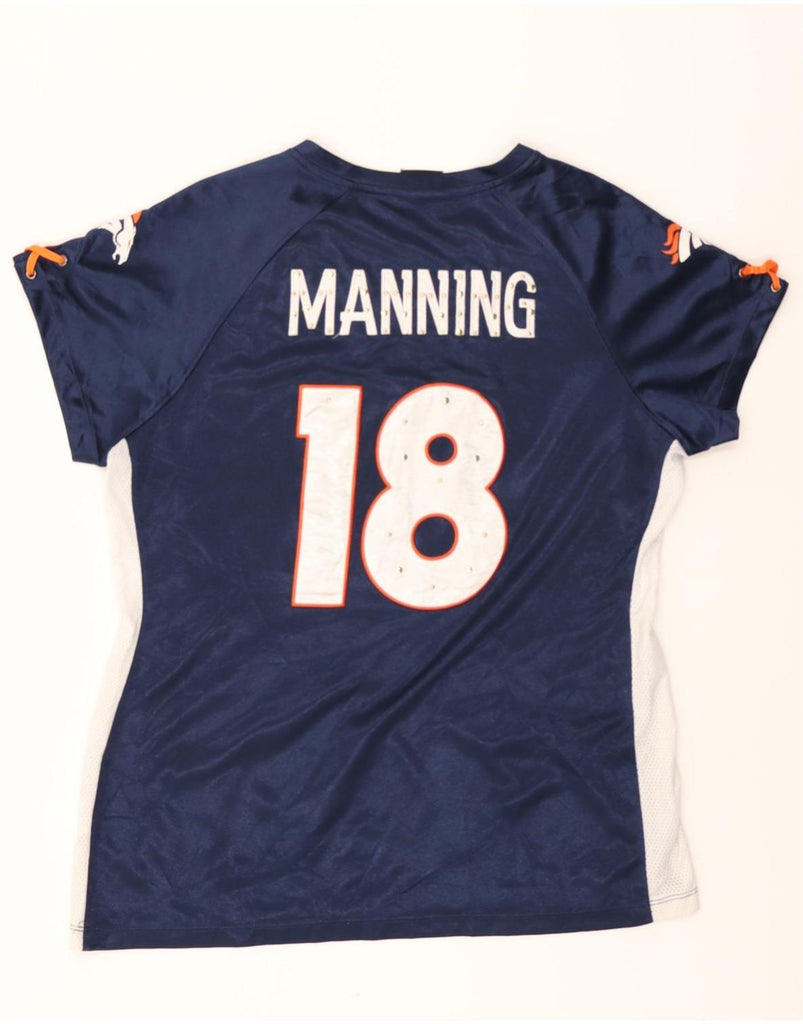NFL Womens Denver Broncos Graphic T-Shirt Top UK 14 Large Navy Blue Vintage NFL and Second-Hand NFL from Messina Hembry 