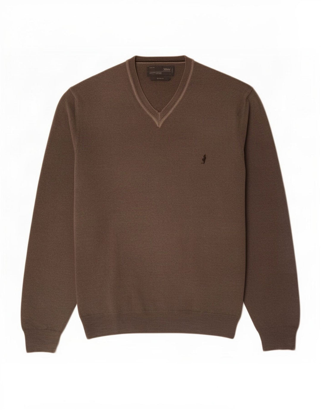 Marlboro Classics Mens V-Neck Jumper Sweater Large Brown Wool