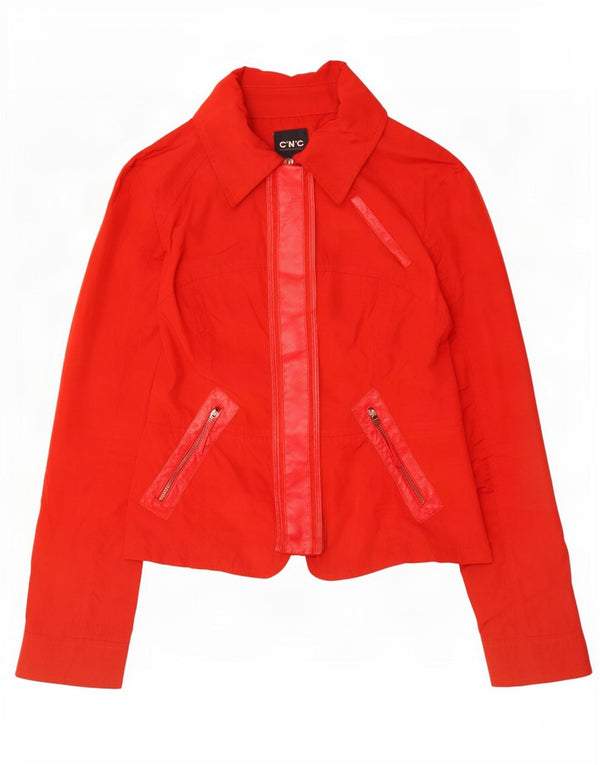 CNC Costume National Womens Bomber Jacket IT 42 Medium Red Polyester
