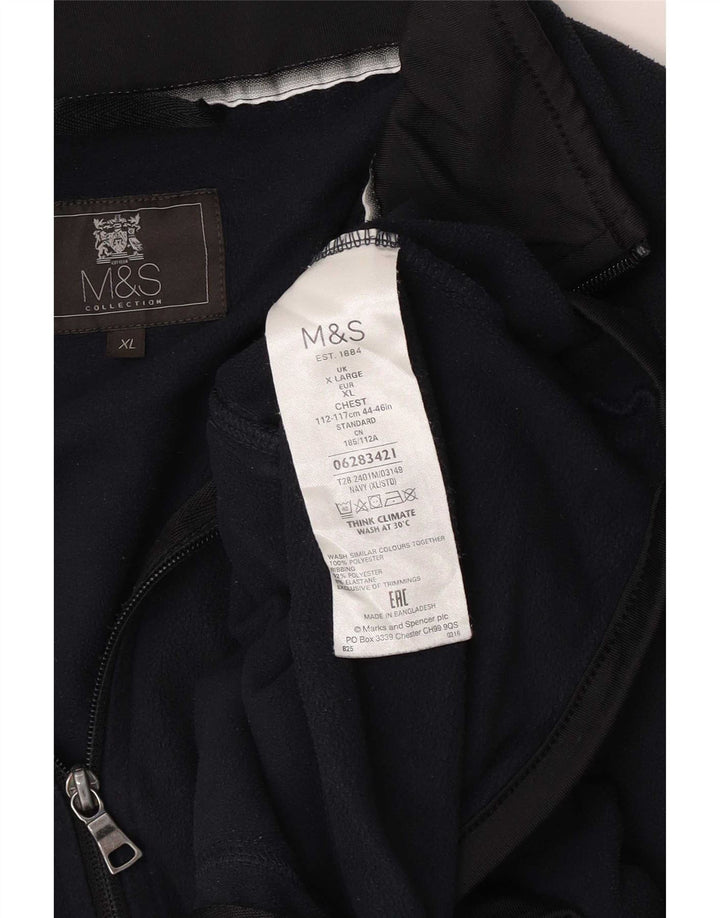Marks & Spencer Mens Fleece Jacket UK 42 XL Navy Blue Polyester