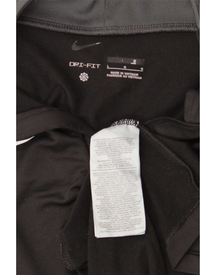 Nike Mens Dri Fit Zip Neck Pullover Tracksuit Top Large Black Polyester