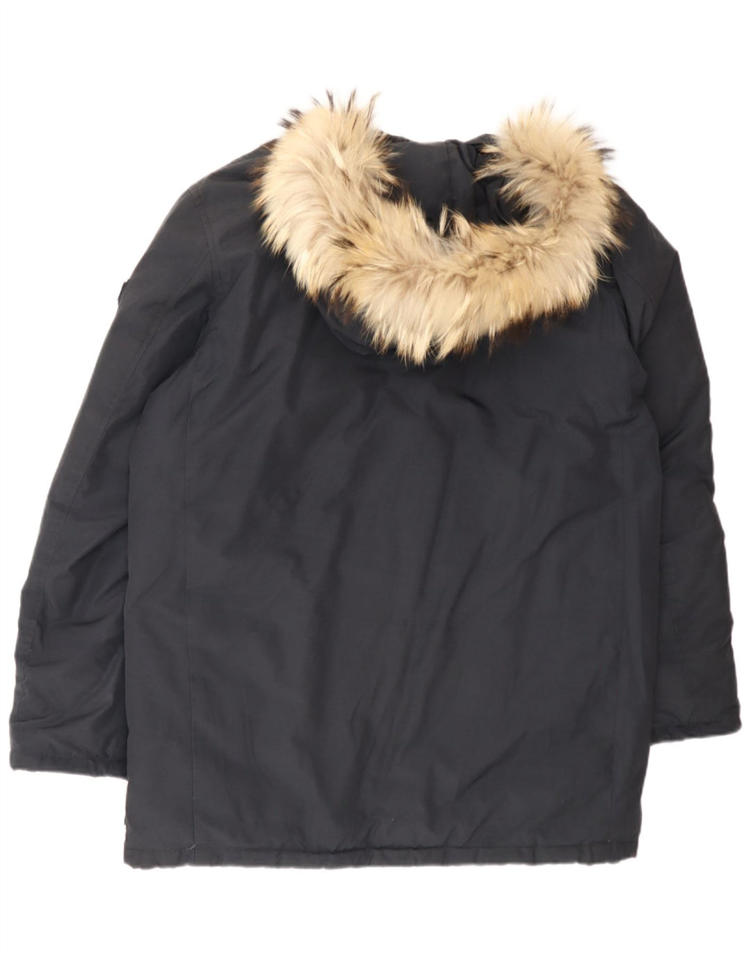 Woolrich Boys Hooded Padded Coat 15-16 Years Navy Blue Cotton