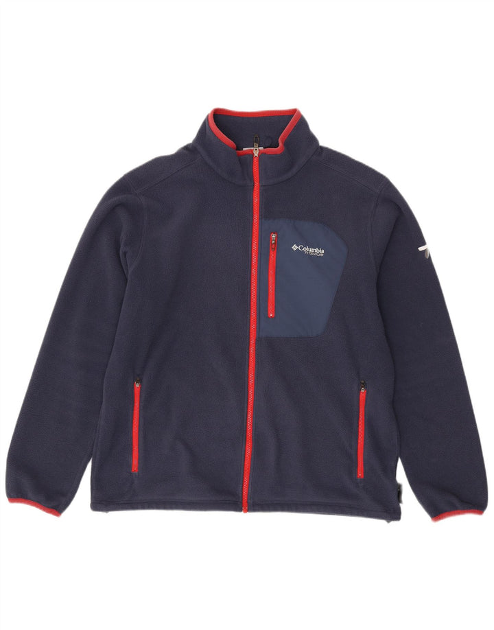 Columbia Mens Titanium Fleece Jacket UK 42 XL Navy Blue Polyester