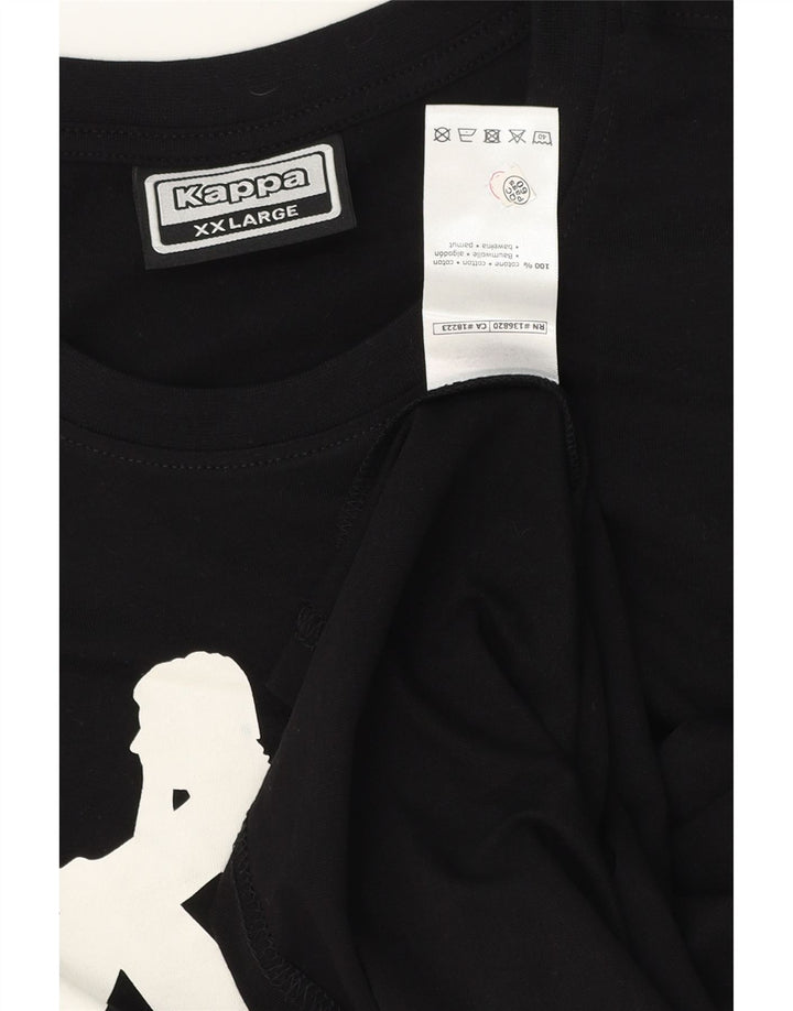 KAPPA Mens Graphic T-Shirt Top 2XL Black Cotton