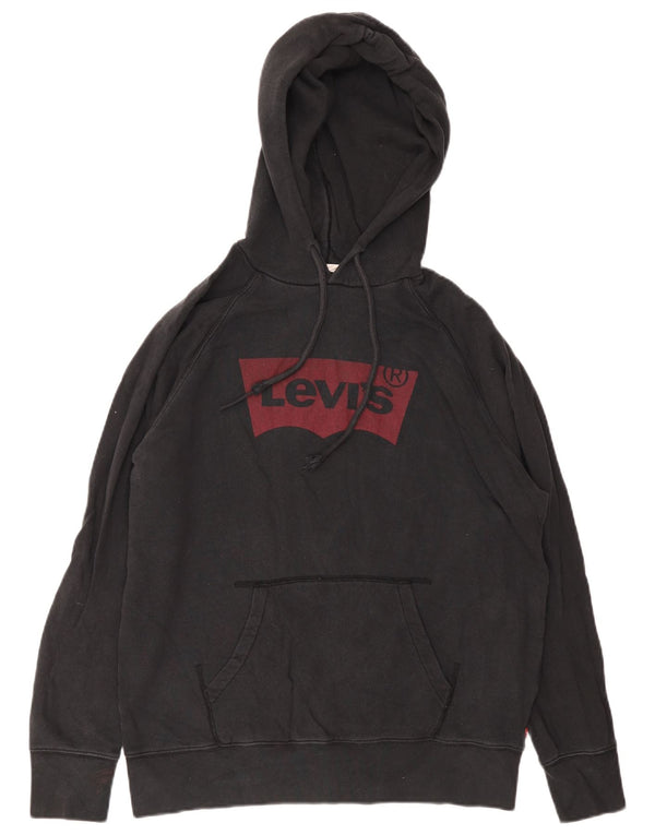 Levi's Mens Graphic Hoodie Jumper Medium Black Cotton