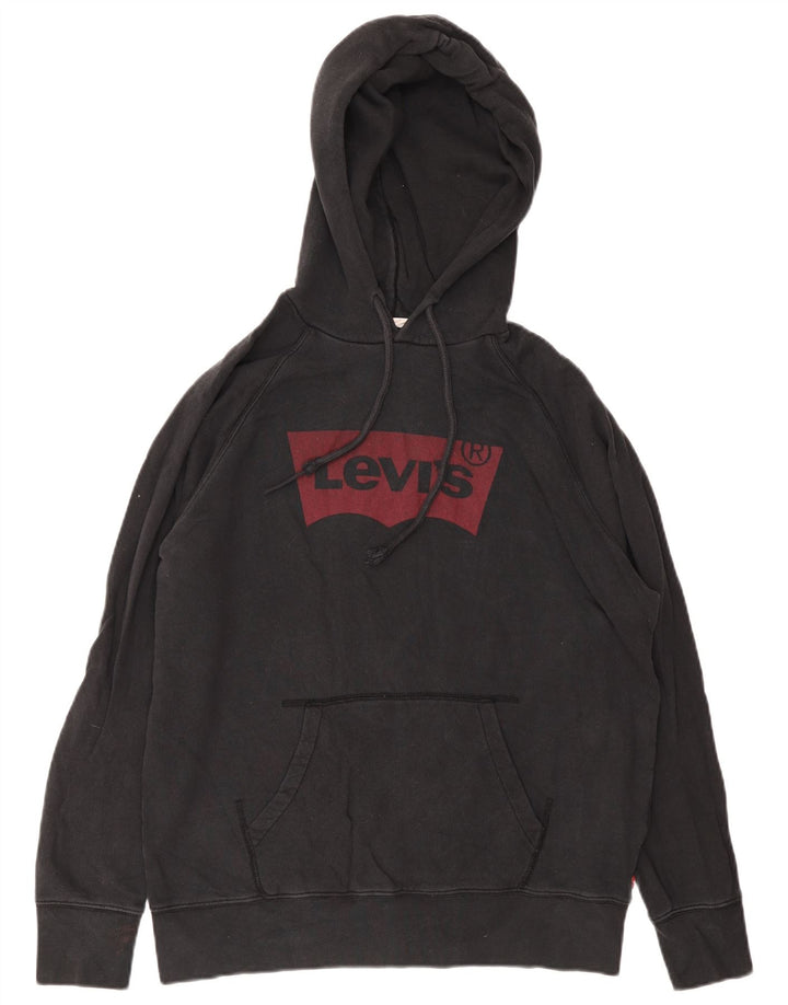 Levi's Mens Graphic Hoodie Jumper Medium Black Cotton
