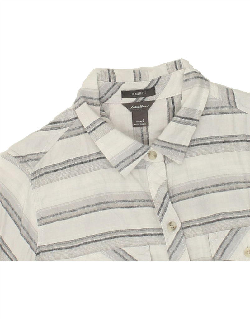 EDDIE BAUER Womens Classic Fit Shirt UK 10 Small Grey Striped Cotton | Vintage Eddie Bauer | Thrift | Second-Hand Eddie Bauer | Used Clothing | Messina Hembry 