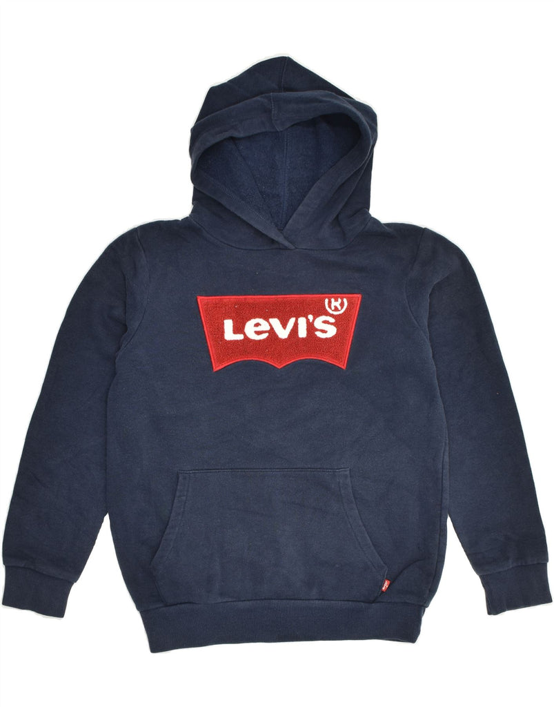 LEVI'S Girls Graphic Hoodie Jumper 10-11 Years Navy Blue Cotton | Vintage Levi's | Thrift | Second-Hand Levi's | Used Clothing | Messina Hembry 