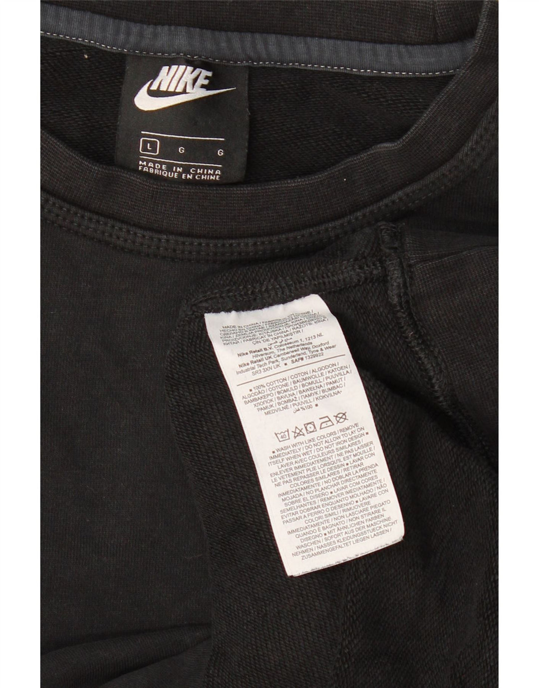 NIKE Mens Sweatshirt Jumper Large Black Cotton
