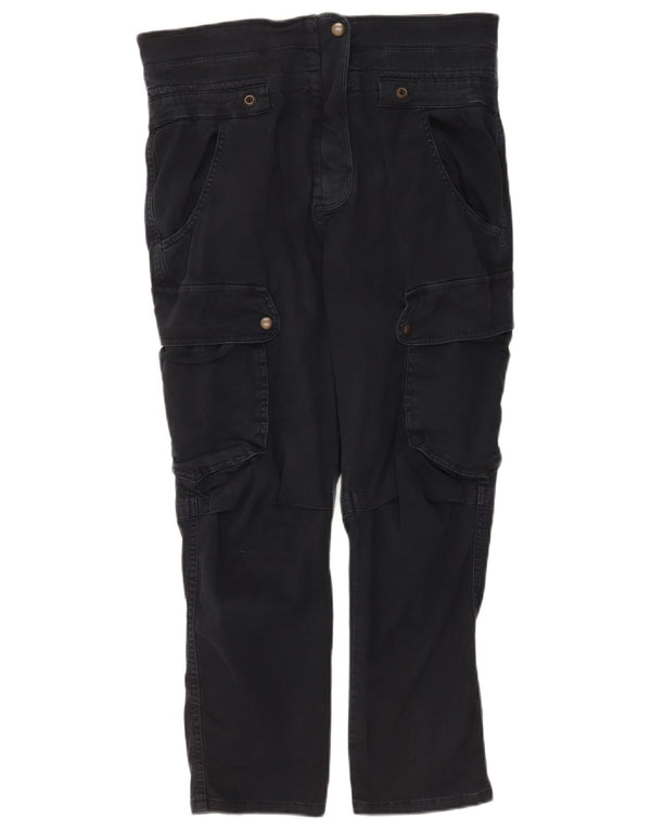 Zara Womens Cargo Cropped Trousers Medium W28 L25 Navy Blue Cotton