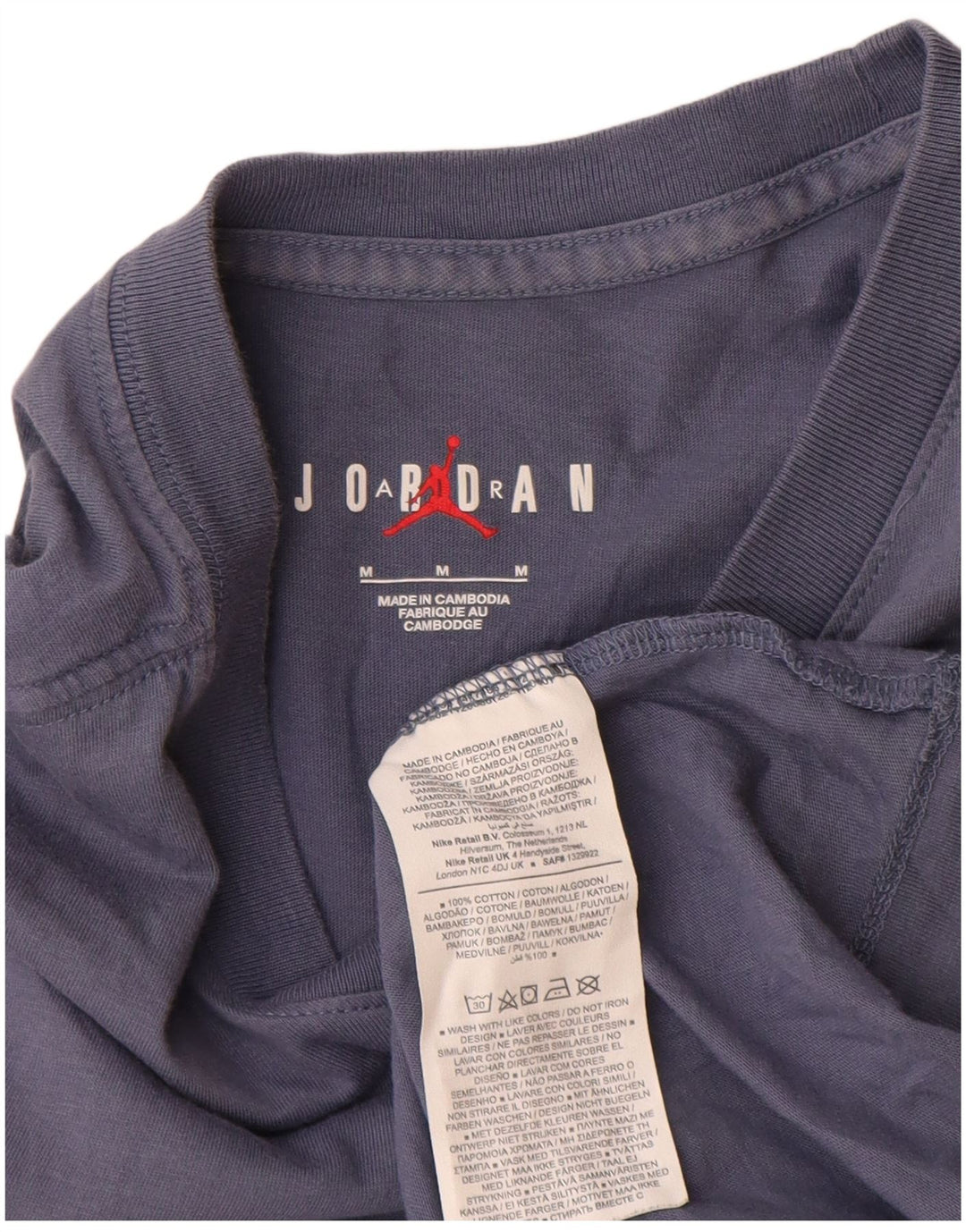 Jordan Mens Graphic T-Shirt Top Medium Navy Blue Cotton
