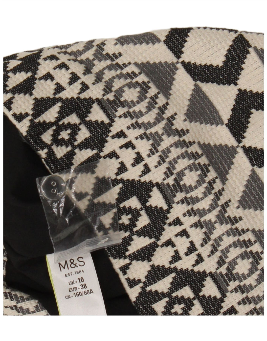 Marks & Spencer Womens Mini Skirt UK 10 Small W28  Grey Geometric Cotton