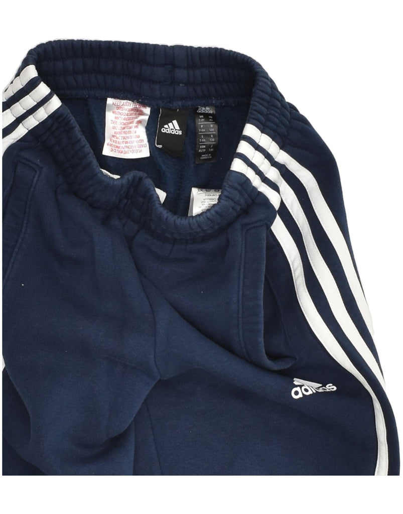 ADIDAS Boys Tracksuit Trousers 7-8 Years Navy Blue Cotton | Vintage Adidas | Thrift | Second-Hand Adidas | Used Clothing | Messina Hembry 