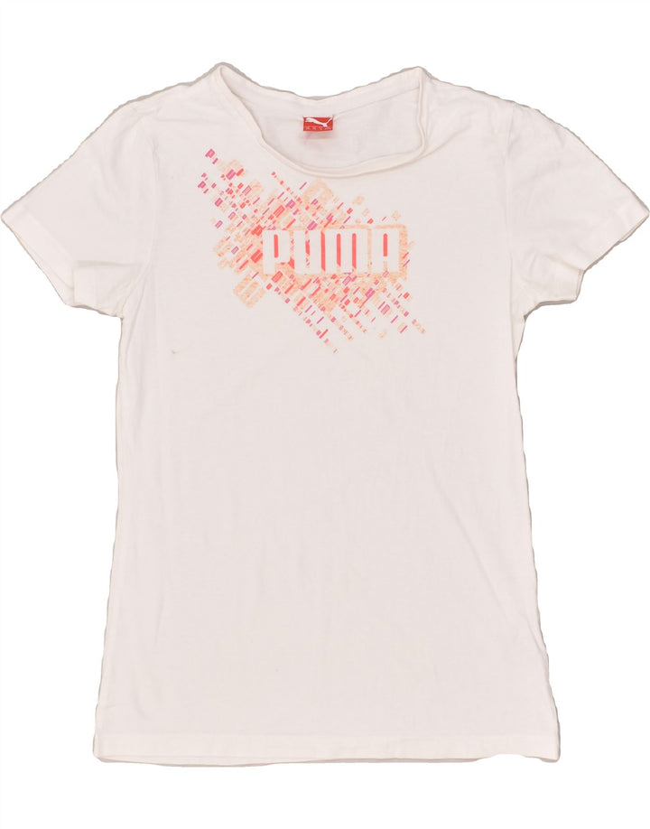 PUMA Girls Graphic T-Shirt Top 15-16 Years 2XL White | Vintage Puma | Thrift | Second-Hand Puma | Used Clothing | Messina Hembry 