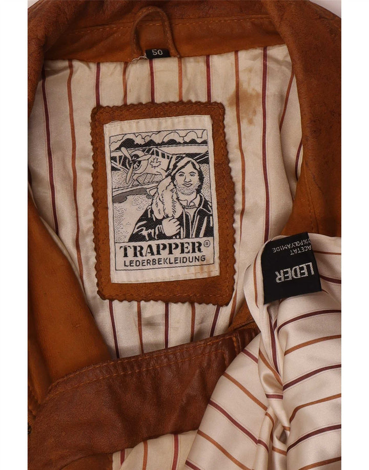 Trapper Mens Bomber Suede Jacket IT 50 Large Brown Leather