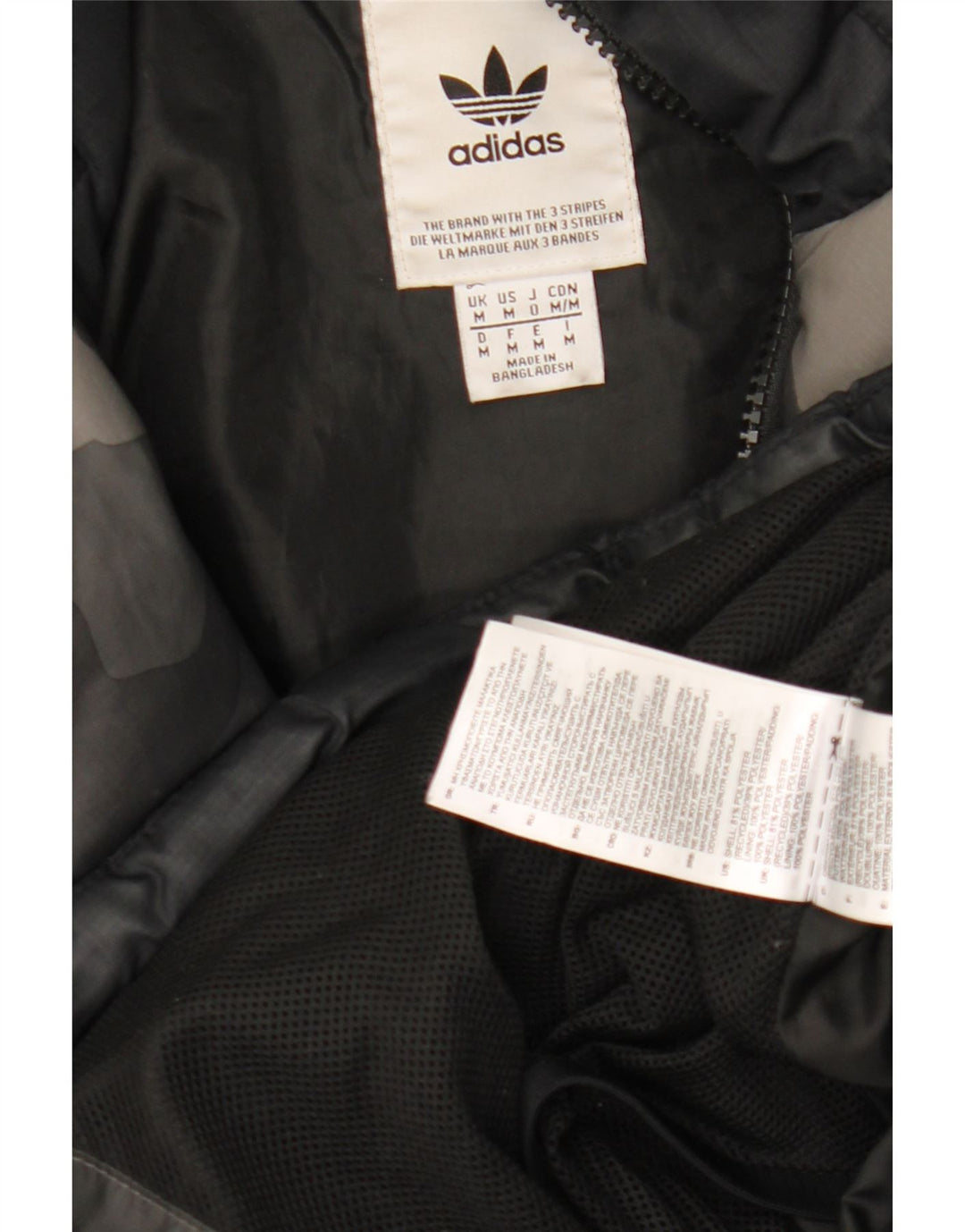 Adidas Mens Graphic Hooded Padded Jacket UK 38 Medium Grey Camouflage